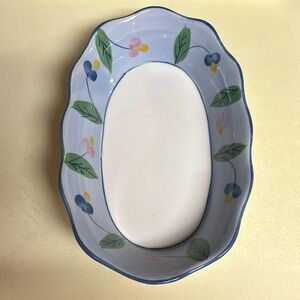 Ceramic vintage serving bowl Blue white